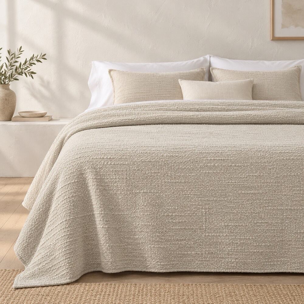 Casaluna King 100% Cotton Textured Blanket Neutral Beige NWT